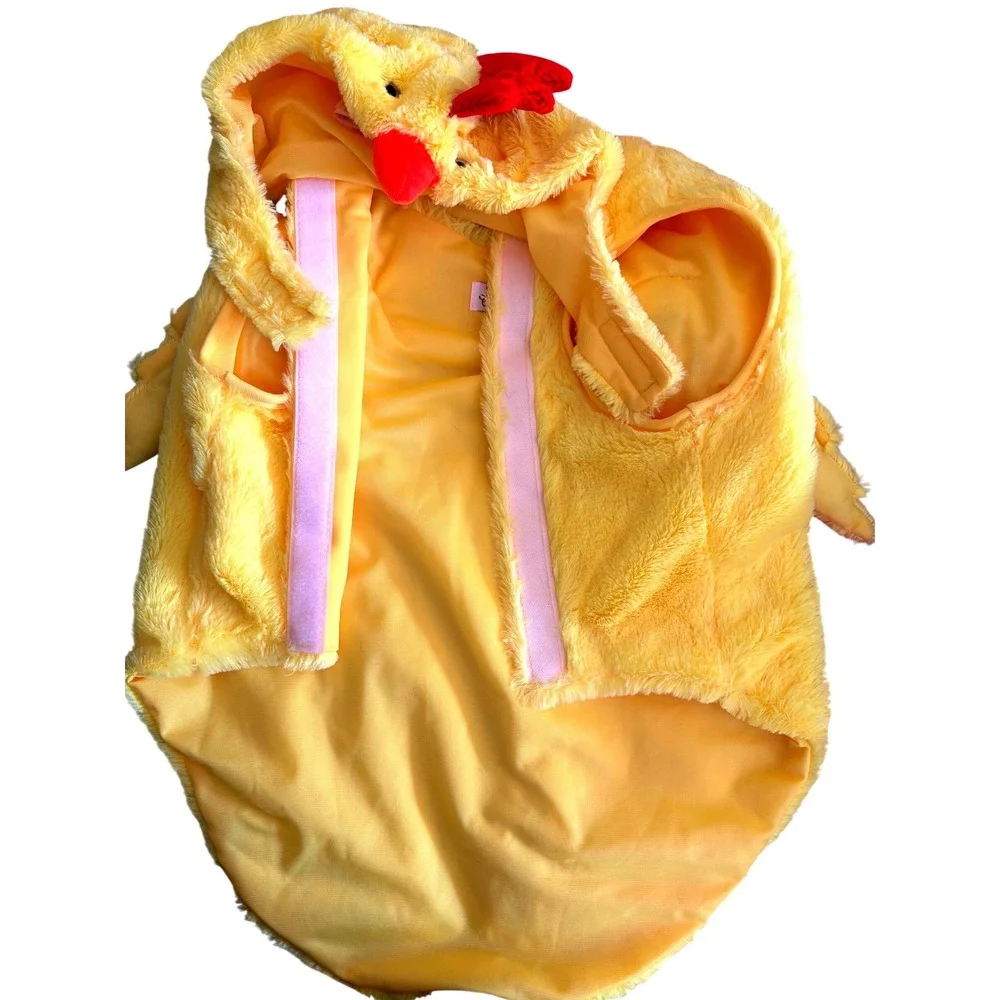 Witch Crafters Yellow Plush Chicken Pet Costume Hooded Faux Fur Halloween Small